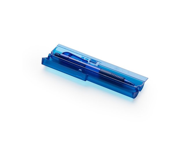 Kit Estojo Com Caneta Plstica e Rgua 15cm integrada