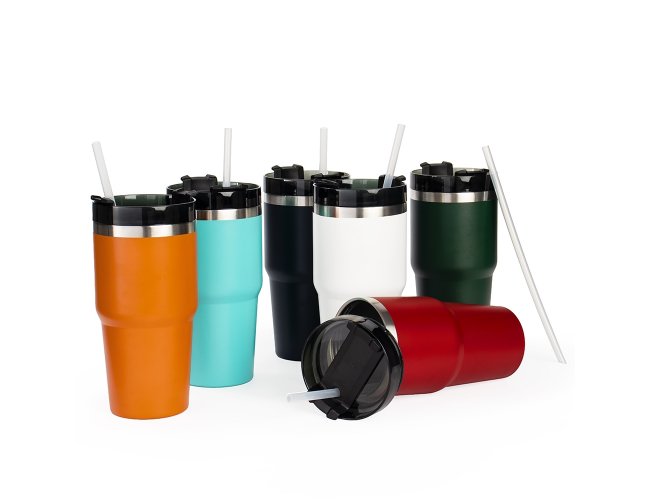 Copo T�rmico 600ml com canudo pl�stico