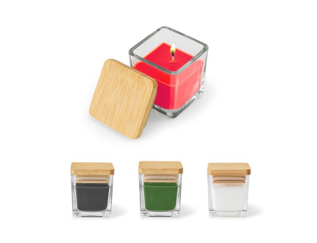 ESSENCE. Vela arom�tica em copo de vidro com tampa em bambu - 50 g