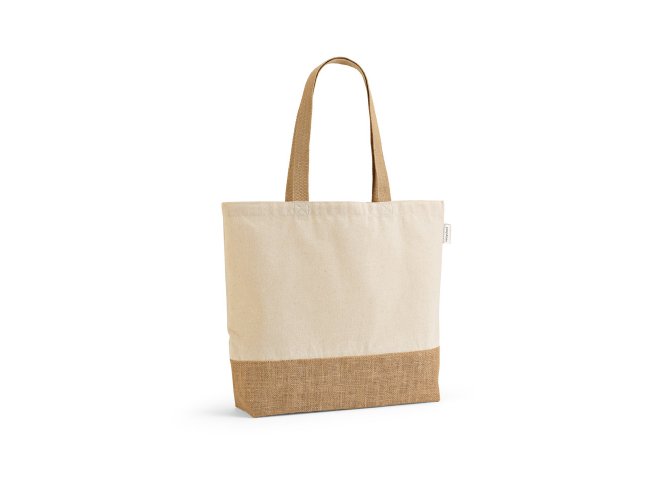 Sacola em 70% algodo reciclado e 30% polister reciclado (220 g/m) com base em juta