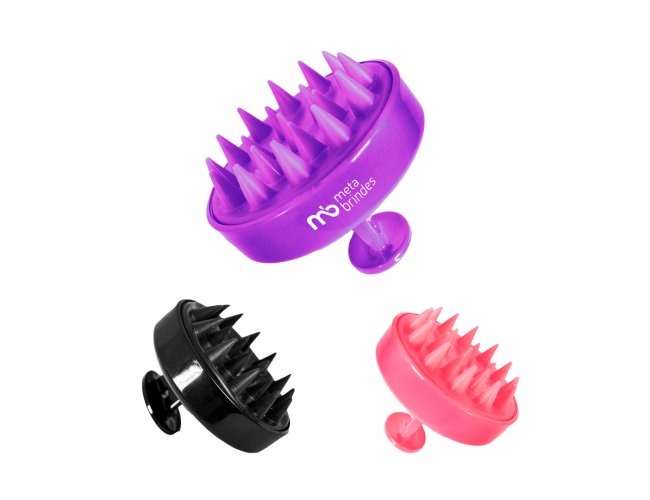 Escova massageadora/scalp brush capilar com pontas de silicone personalizada com seu logo