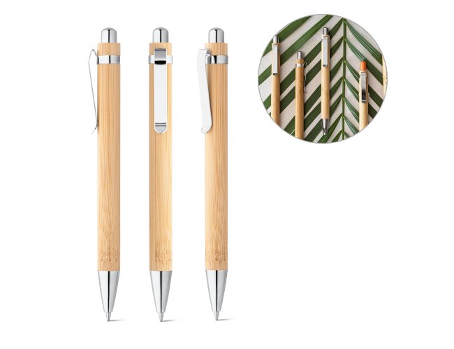 Esferogrfica em bambu com clipe em metal