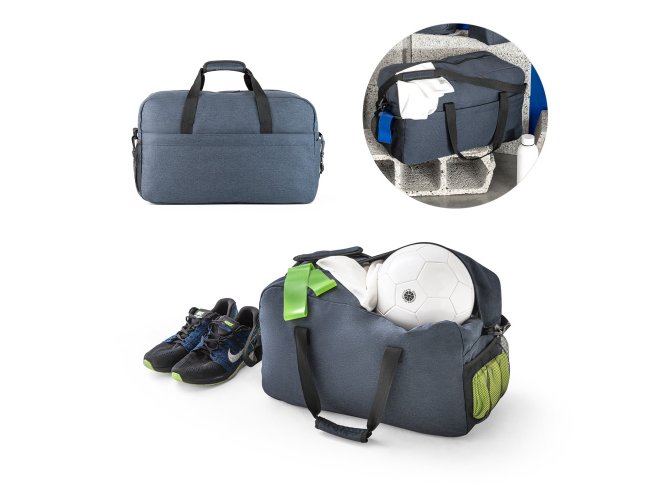 REPURPOSE SPORTS. Bolsa esportiva  em rPET 600D com interior forrado e fundo com placa semi-rgida.