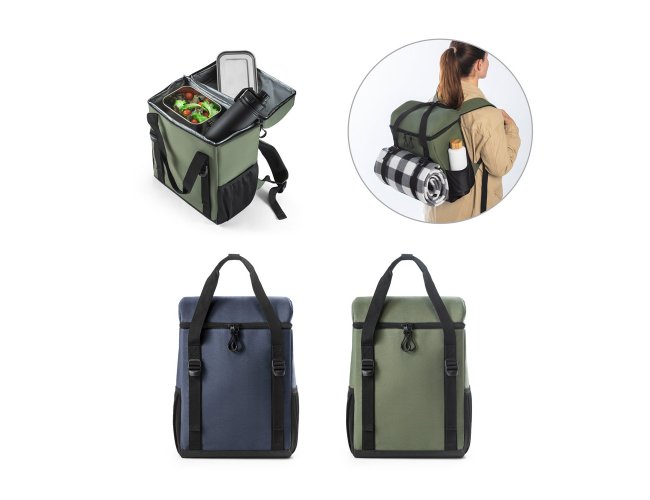 Mochila térmica almofadada em ripstop poliéster reciclado 600D com interior forrado em PEVA 16 L