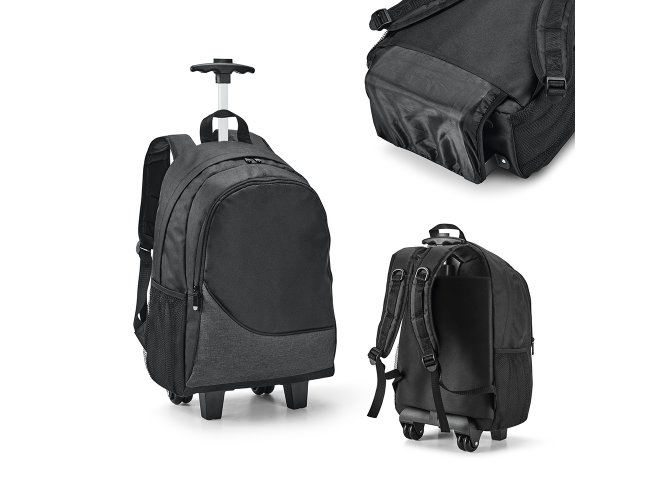 Mochila trolley para notebook. 300D. Com 2 rodas duplas. Compartimento