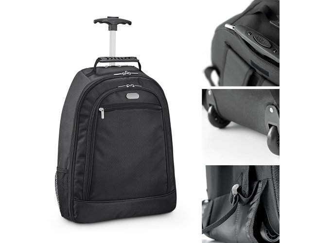 Mochila trolley para notebook. 1680D e 300D. Com 2 rodas. Compartimento