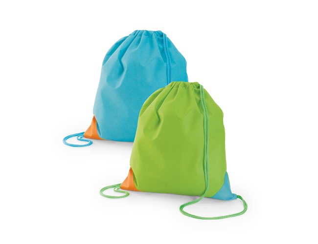 Sacola tipo mochila. Non-woven: 80 g/m.     300 x 350 mm