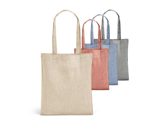 Sacola. Algodo reciclado: 150 g/m. Alas de 65 cm.     375 x 415 mm