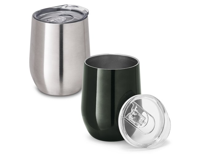 Copo de viagem. Ao inox. Com corpo duplo. Capacidade: 400 ml. Food gra