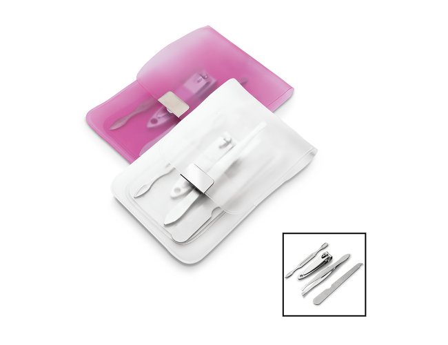 Kit de manicure. Incluso 4 peas. Em bolsa de PVC.     66 x 105 mm