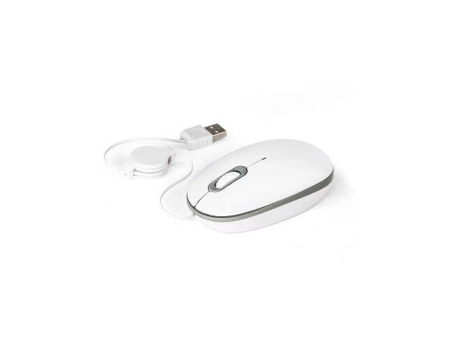 Mouse tico. Cabo retrtil de 0,70 m com ligao USB.     60 x 103 x 34