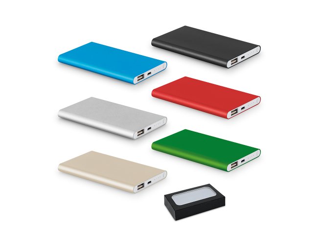 Bateria porttil slim. Alumnio. Bateria de ltio. Capacidade: 4.400 mA