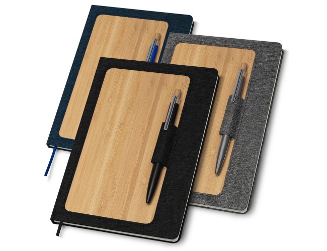 Caderno de anotaes com suporte para caneta 21,3x14,5cm