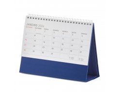 Calendrio de mesa 2025 em papel couche 115g, base em percalux.