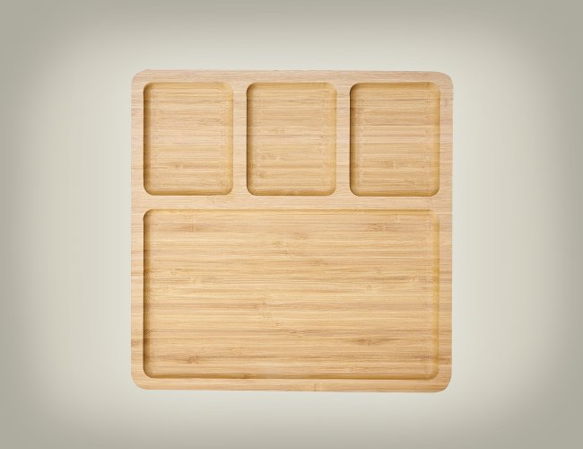 Petisqueira Quadrada c/ 4 divisrias - Personalizada com seu logo