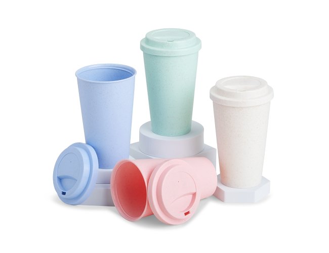 Copo Fibra de Bambu 450ml material sustentvel e textura diferenciada.