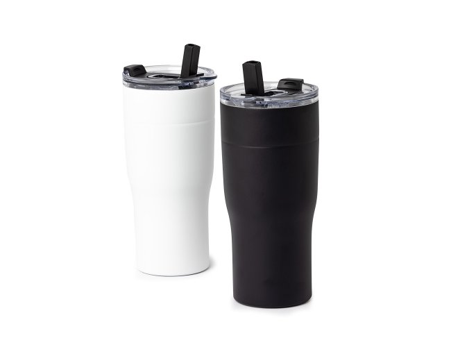 Copo Trmico Inox 820ml - tampa  rosquevel e contm trava de segurana e canudo flip. Sua base  antiderrapante e acom