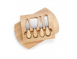 Kit Queijo 5 Peas | Tbua de Bambu com gaveta para acomodao dos utenslios