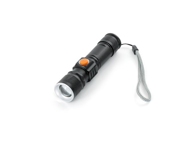 Lanterna Metal Recarregvel com zoom de regulagem e 3 estgios de iluminao 2,6 X 10,6cm