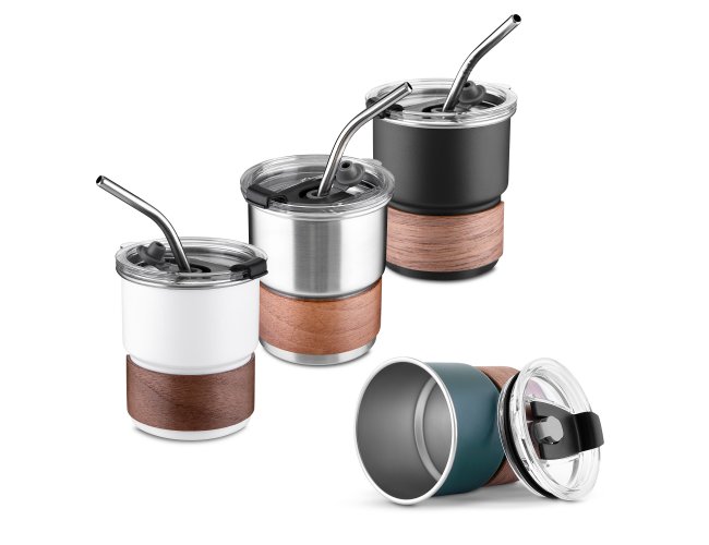 Copo Cuia Com Canudo em Ao Inox