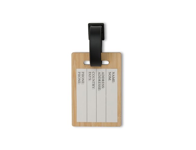 Tag Identificador de Bagagem em bambu 9 x 6 x 0,3cm